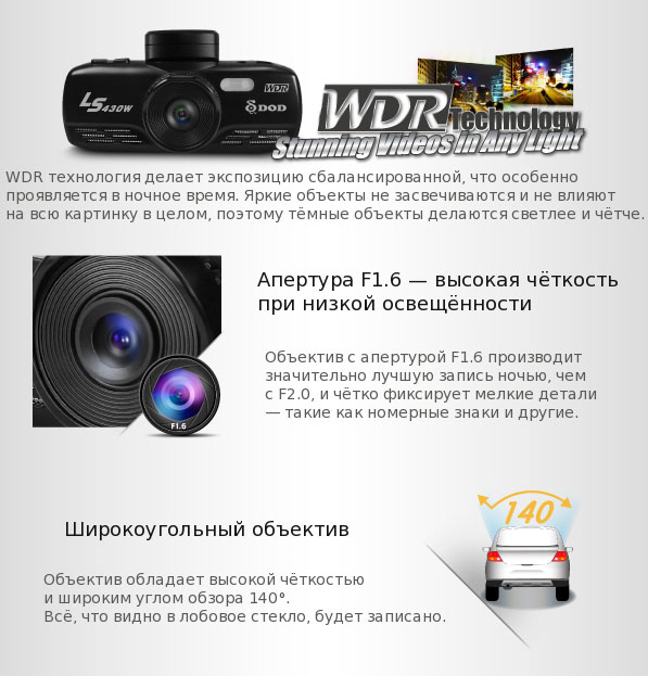 Видеорегистратор LS430W DOD