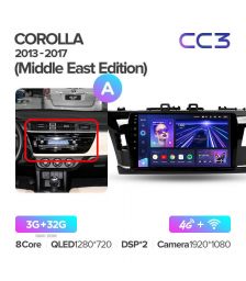Штатная магнитола Teyes CC3 9" 3+32G для Toyota Corolla 2013-2016