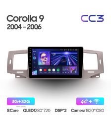 Штатная магнитола Teyes CC3 9" 3+32G для Toyota Corolla 9 E120 2004-2006