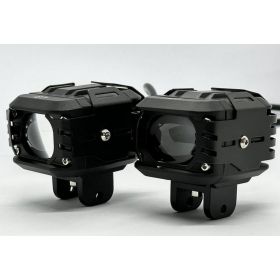 Светодиодные линзы ПТФ для мото 15W Желт/Бел красн. глаз квадрат