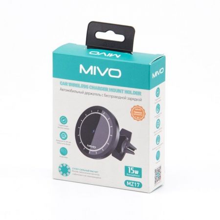 Автомобильный магнитный держатель с беспроводной зарядкой Mivo MZ17, 15W