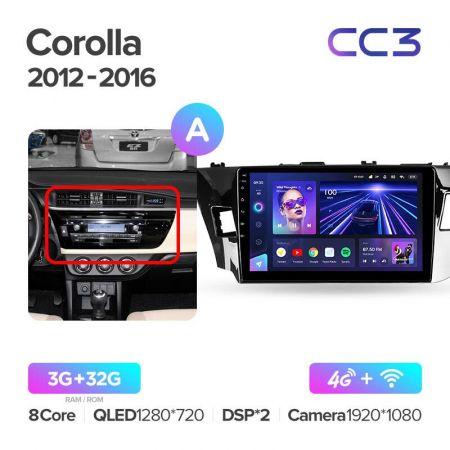 Штатная магнитола Teyes CC3 9" 3+32G для Toyota Corolla 11 2012-2016