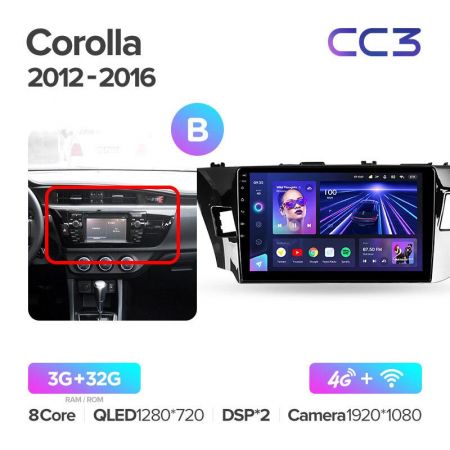 Штатная магнитола Teyes CC3 9" 3+32G для Toyota Corolla 11 2012-2016