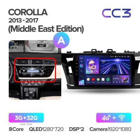 Штатная магнитола Teyes CC3 9" 3+32G для Toyota Corolla 2013-2016