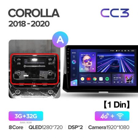 Штатная магнитола Teyes CC3 10" 3+32G для Toyota Corolla 2018-2020