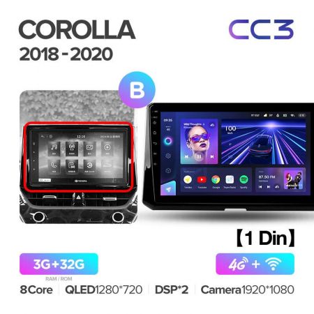 Штатная магнитола Teyes CC3 10" 3+32G для Toyota Corolla 2018-2020