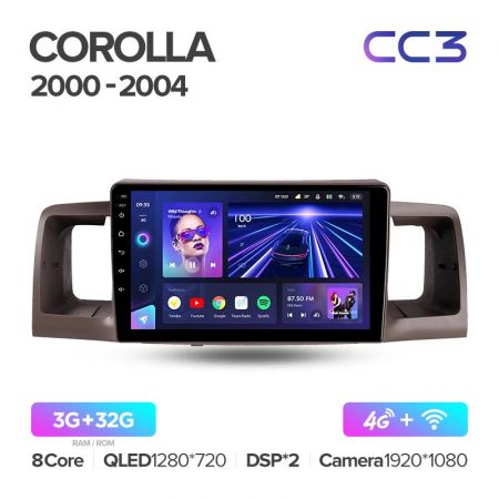 Штатная магнитола Teyes CC3 9" 3+32G для Toyota Corolla E120 E130 2000-2004