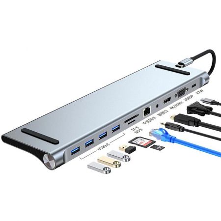 Многофункциональный USB HUB разветвитель 11в1 для компьютера Mivo MH-1101